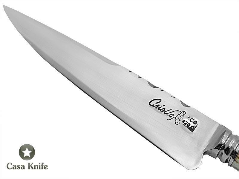Criolla Faca em aço inoxidável com empunhadura em osso bovino e madeira Nogueira 31 cm