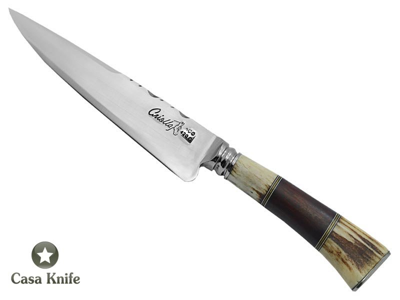 Criolla Faca em aço inoxidável com empunhadura em osso bovino e madeira Nogueira 31 cm