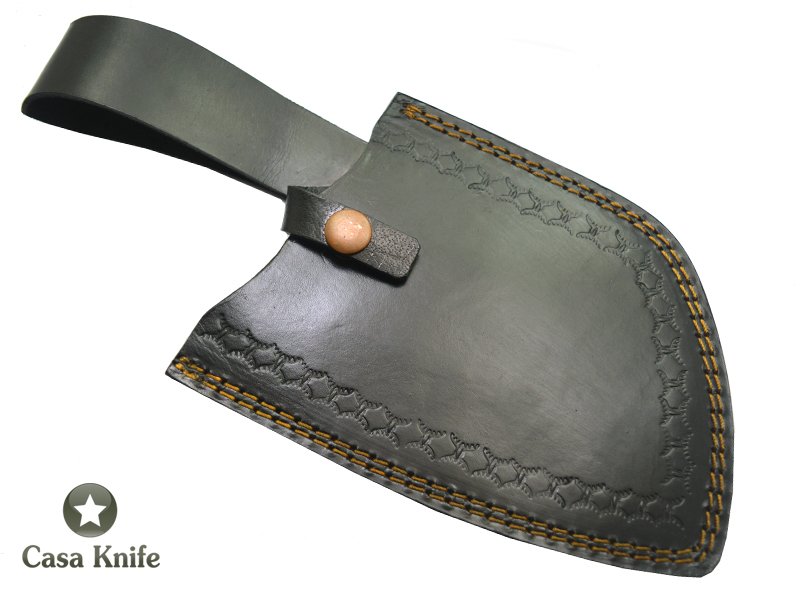 Cutelo para colecionador forjado em aço damasco - padrão gotas de chuva com empunhadura em Chifre de Búfalo, 28 cm