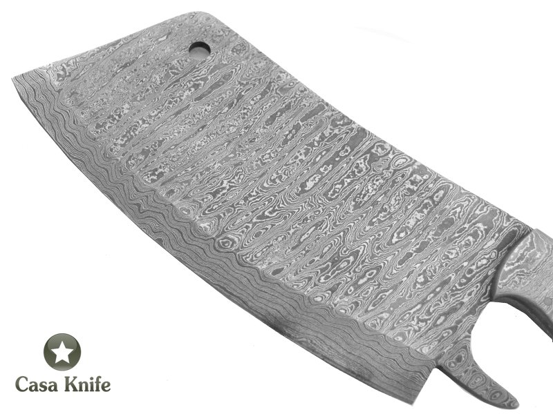 Cutelo para colecionador forjado em aço damasco - padrão gotas de chuva com empunhadura em Chifre de Búfalo, 31 cm