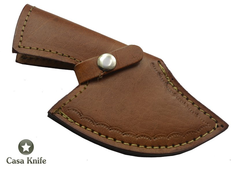 Cutelo para colecionador forjado em aço damasco. Empunhadura em Chifre de Búfalo e Osso de Boi, 19 cm