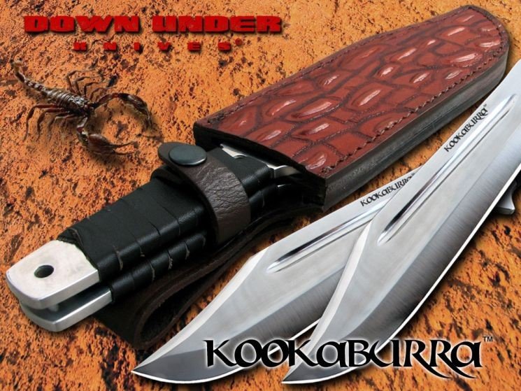 Down Under - Faca The Kookaburra conjunto 2 lâminas e bainha