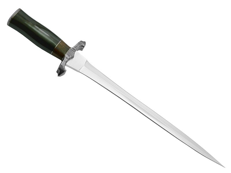 Espada longa para colecionador em aço D2. Empunhadura chifre de búfalo, 49 cm