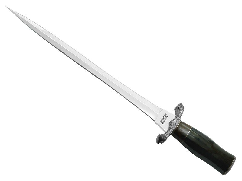 Espada longa para colecionador em aço D2. Empunhadura chifre de búfalo, 49 cm