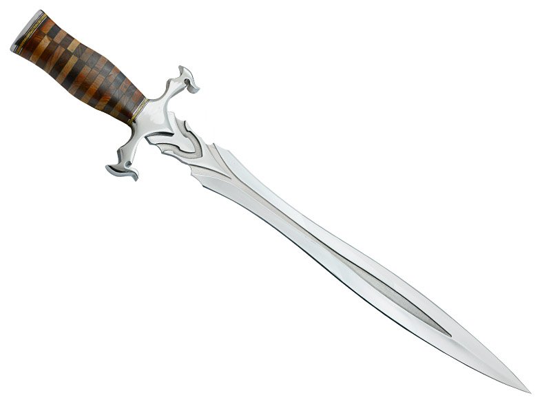 Espada para colecionador forjada em aço D2. Empunhadura em madeira, 57 cm