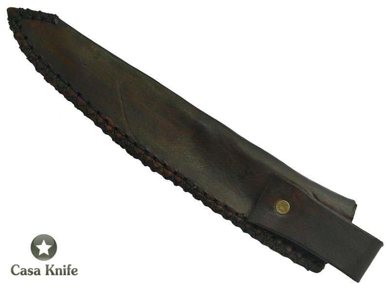 Faca Master Cheff para colecionador forjado em aço damasco. Empunhadura em madeira de peroba rosa, 28 cm