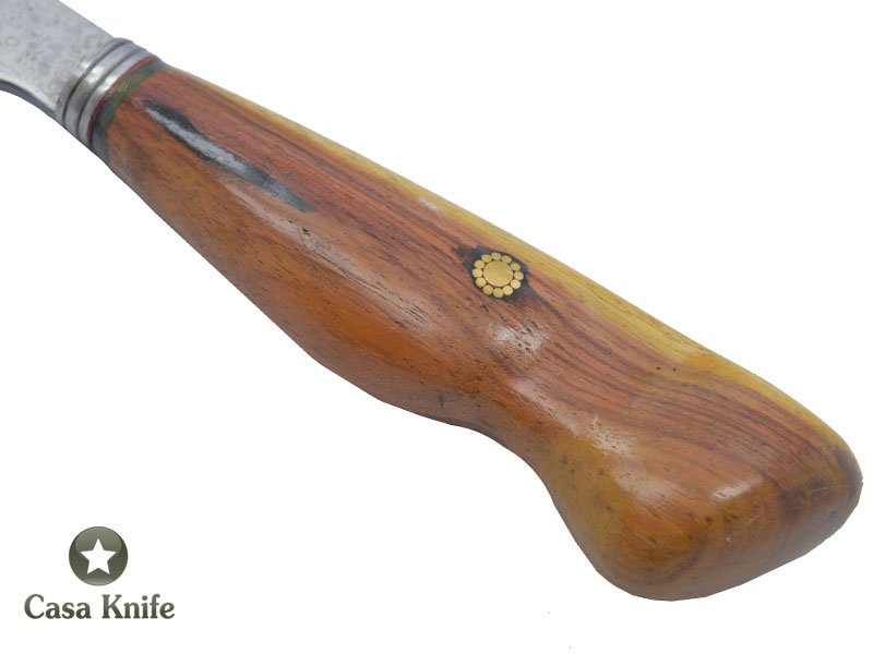 Magnifica faca Santoku para colecionador forjada em aço damasco VG10, com 67 camadas, Empunhadura em Madeira Jacarandá, 36 cm