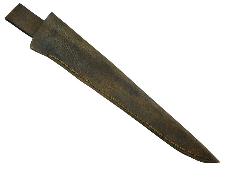 Adelar Filippon faca sangradeira para colecionador forjada em aço damasco. Empunhadura em chifre de cervo, 35 cm
