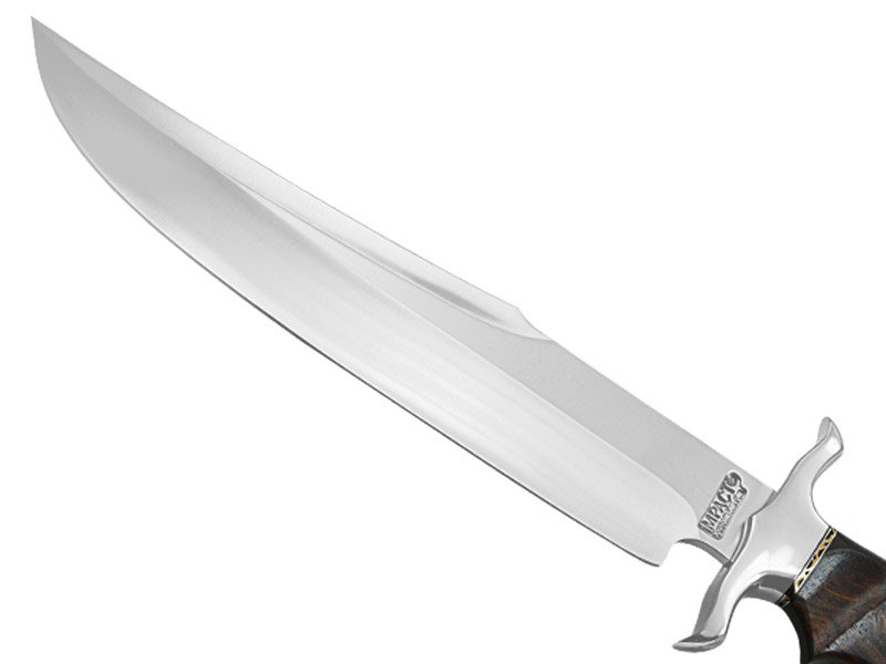 Faca bowie para colecionador em aço D2. Empunhadura em jacarandá da Bahia, 39 cm,