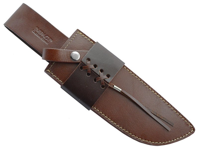 Faca bowie para colecionador em aço damasco. Empunhadura em osso de boi e Nogueira 36 cm