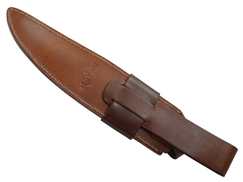 Faca bowie para colecionador em aço damasco. Empunhadura em chifre de boi e jacarandá da Bahia, 44 cm
