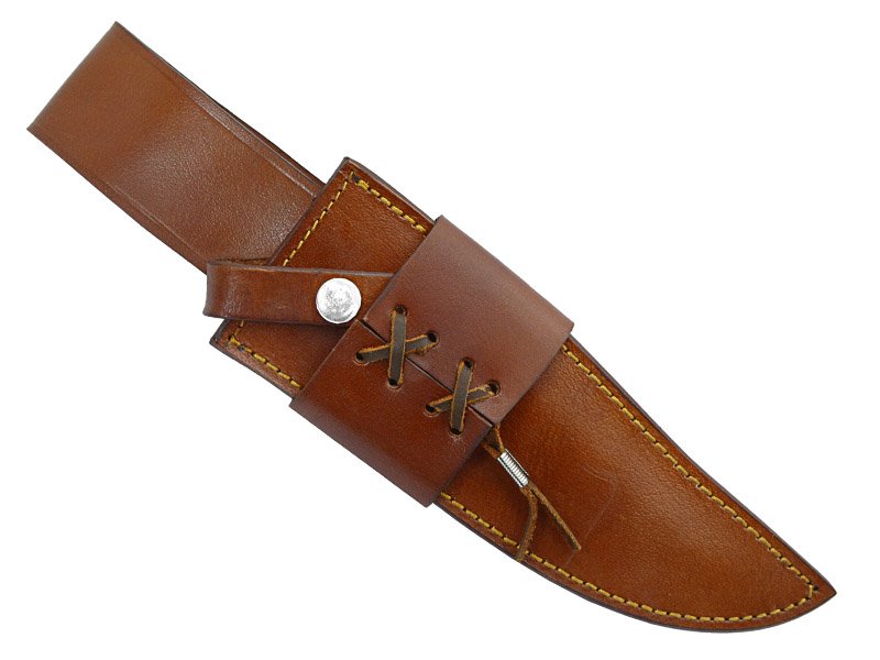 Faca bowie para colecionador em aço damasco. Empunhadura em resina, 33 cm