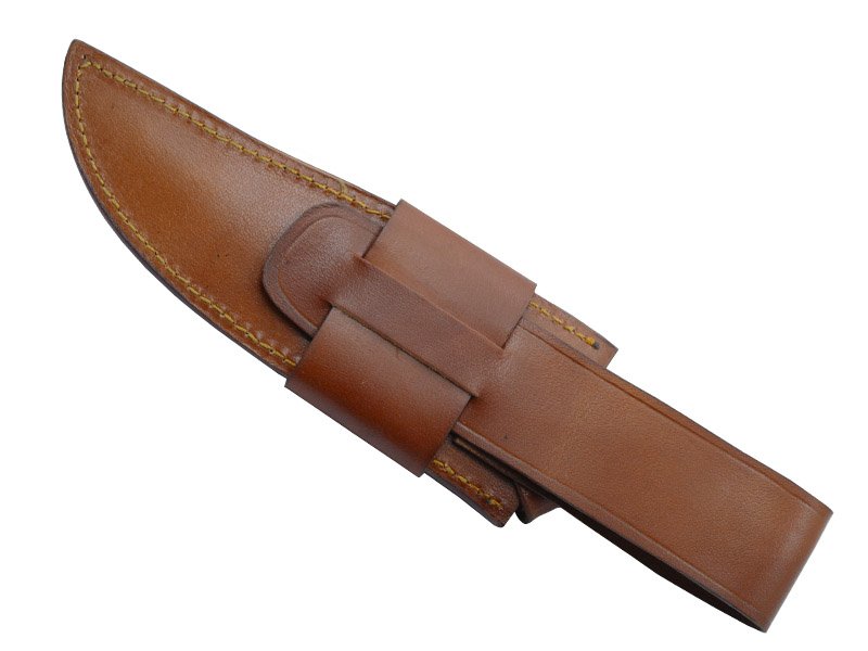 Faca bowie para colecionador em aço damasco. Empunhadura em resina, 33 cm