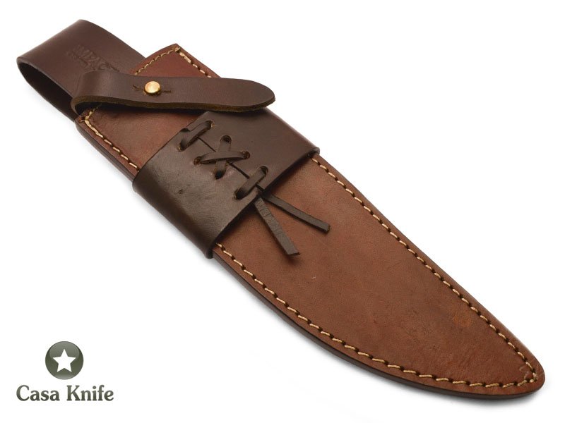 Faca Bowie para colecionador em aço damasco com empunhadura em chifre de cervo 37 cm