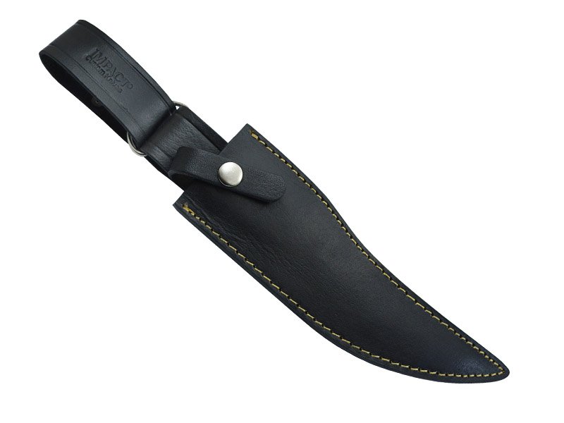 Faca bowie para colecionador em aço damasco. Empunhadura em osso de búfalo, 33 cm
