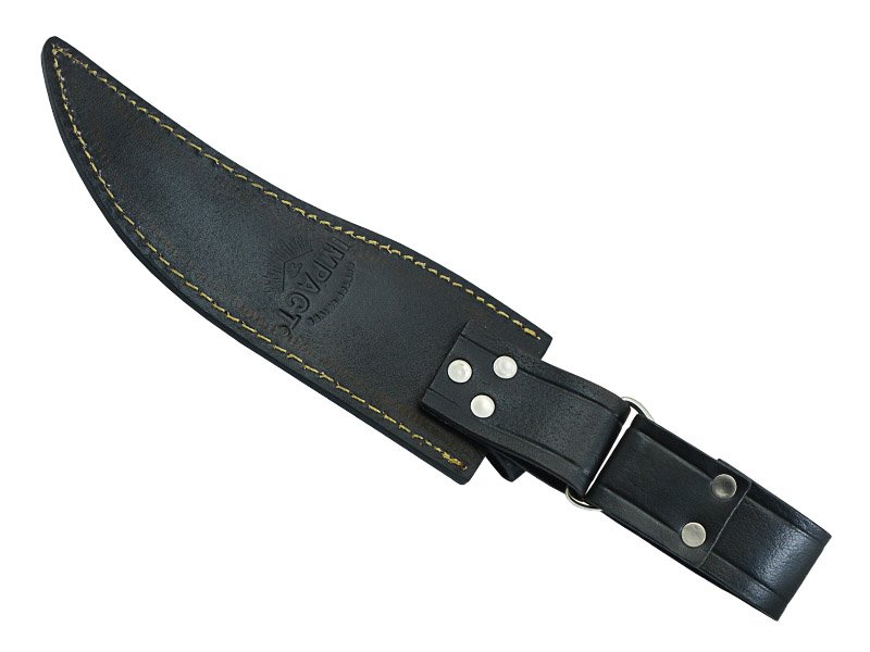 Faca bowie para colecionador em aço damasco. Empunhadura em osso de búfalo, 33 cm