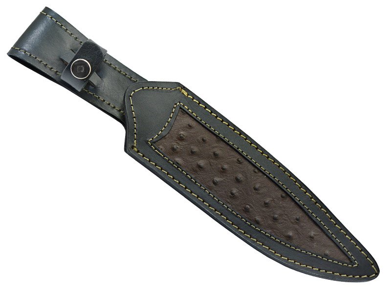 Faca bowie para colecionador forjada em aço D2. Empunhadura em madeira de nogueira, 37 cm