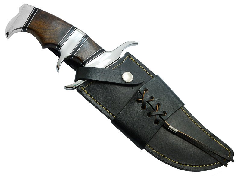 Faca bowie para colecionador forjada em aço D2. Empunhadura Jacarandá da Bahia, 34 cm