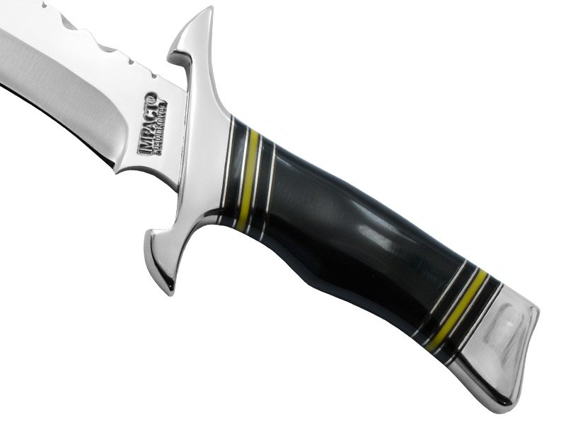 Faca bowie para colecionador forjada em aço D2. Empunhadura osso de búfalo, 34 cm