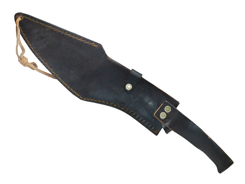 Faca Bowie para colecionador forjada em aço damasco. Empunhadura em osso de búfalo, 40 cm