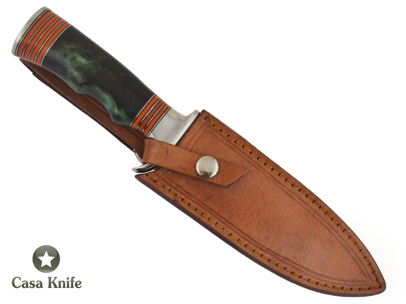 Faca Bowie para colecionador forjado em aço D2 / 60 HCR. Empunhadura em Osso de Boi e Resina. 28 cm