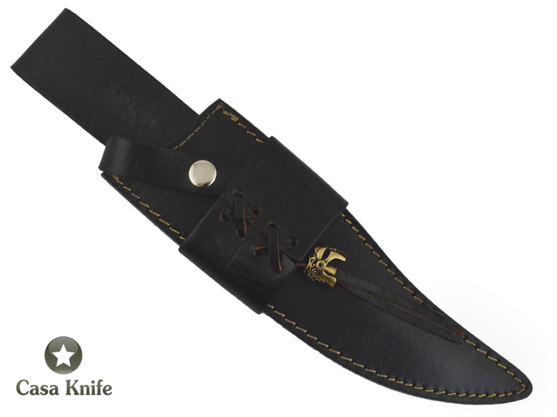 Faca Bowie para colecionador forjado em aço D2/ 60 HCR. Empunhadura em Chifre de Búfalo com Madeira e Resina, 35 cm