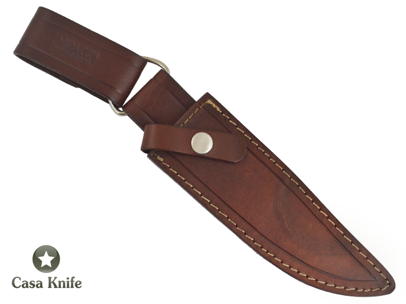 Faca Bowie para colecionador forjado em aço D2/ 60 HCR. Empunhadura em Chifre de Búfalo tingido com Madeira estabilizada, 29 cm