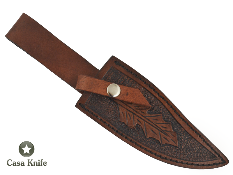 Faca Bowie para colecionador forjado em aço D2/ 60 HCR. Empunhadura em Osso de Boi e Radica Imbuia, 26 cm