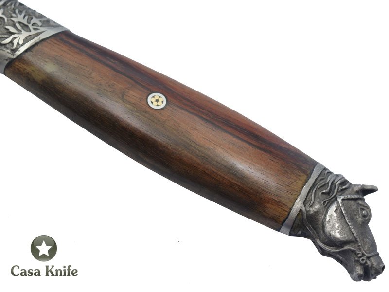 Faca Brüt Forge Monte Cristo para colecionador forjado em aço 5160. Empunhadura em Madeira Jacarandá, 36 cm