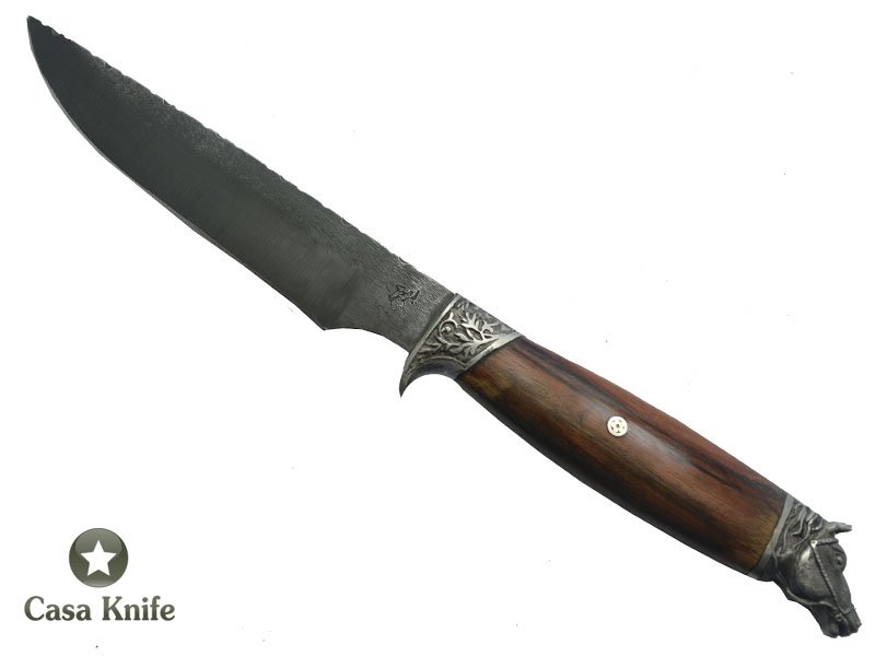 Faca Brüt Forge Monte Cristo para colecionador forjado em aço 5160. Empunhadura em Madeira Jacarandá, 36 cm