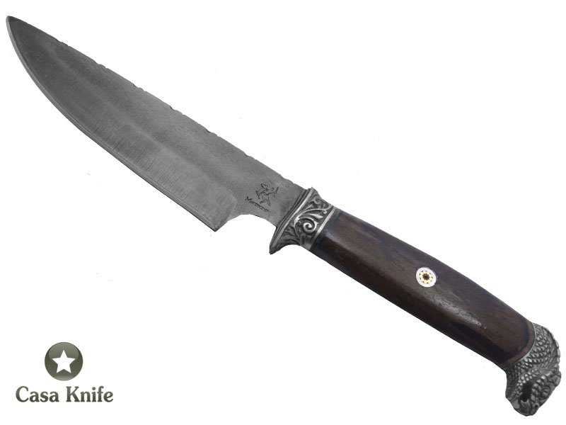 Faca Brüt Forge Monte Cristo para colecionador forjado em aço 6160. Empunhadura em Madeira Canela Preta, 31 cm