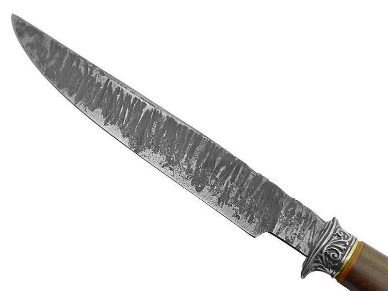Faca brüt forge para colecionador, aço damasco. Empunhadura em Brauna, 34 cm