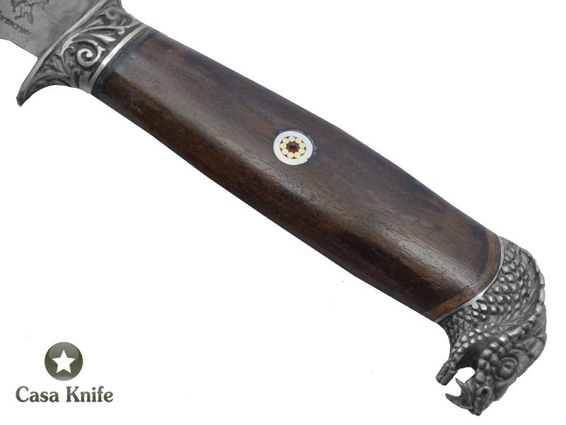 Faca Brüt Forge Monte Cristo para colecionador forjado em aço 6160. Empunhadura em Madeira Canela Preta, 31 cm