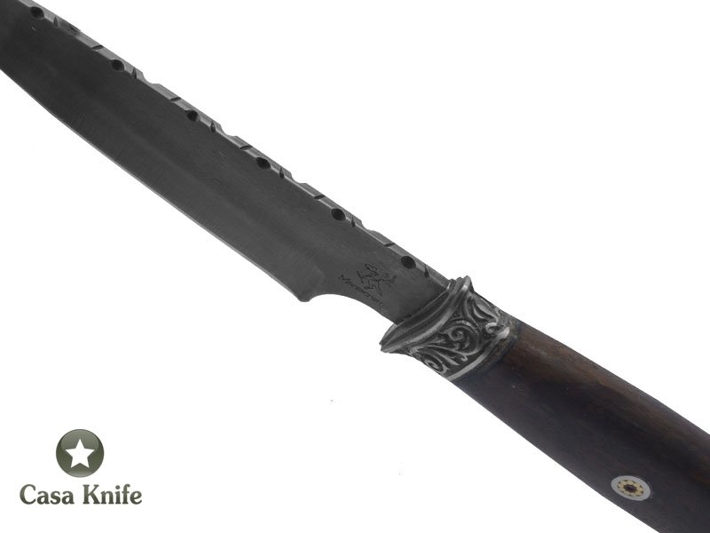 Faca Brüt Forge Monte Cristo para colecionador forjado em aço 6160. Empunhadura em Madeira Canela Preta, 31 cm