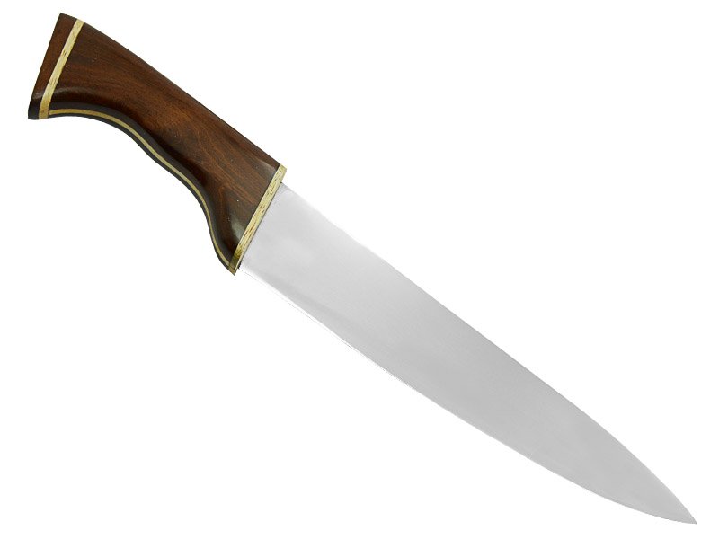 Faca chef em aço inoxidável com empunhadura em madeira jacarandá e marfim 38 cm