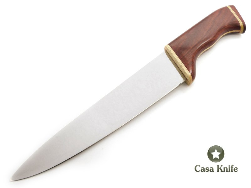 Faca chef em aço inoxidável com empunhadura em madeira pau-brasil e marfim 38 cm