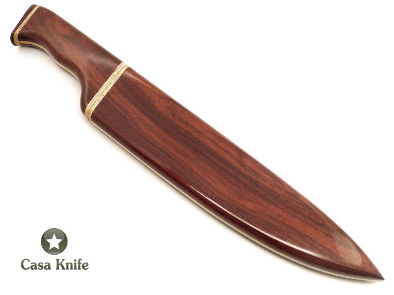 Faca chef em aço inoxidável com empunhadura em madeira pau-brasil e marfim 38 cm