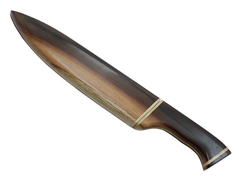 Faca chef em aço inoxidável. Empunhadura em madeira de Jacarandá, 32 cm