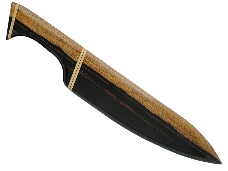 Faca chef em aço inoxidável. Empunhadura em madeira de Jacarandá da Bahia, 38 cm