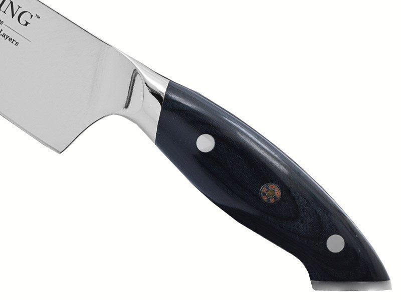 Faca Chef forjada em aço damasco. Empunhadura em fibra G10, 33 cm