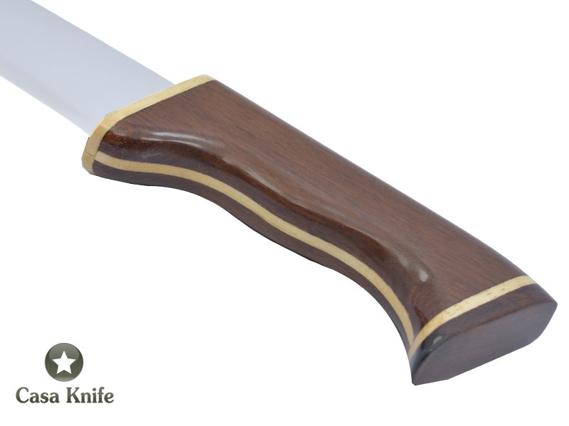 Faca Chef média em aço inoxidável com empunhadura em Nogueira com Marfim, 31 cm