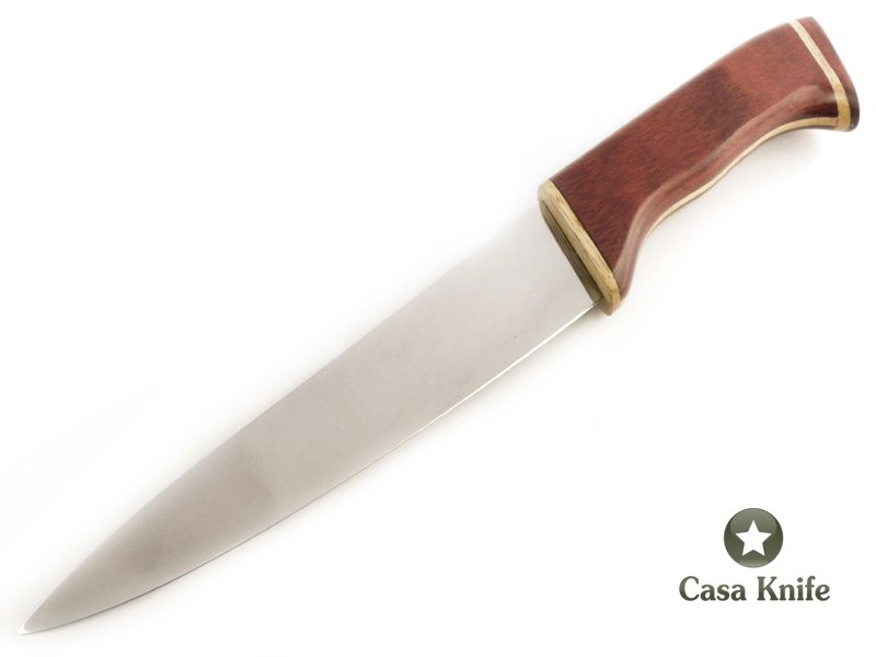 Faca Chef média em aço inoxidável com empunhadura em madeira Pau Brasil e Marfim, 32 cm