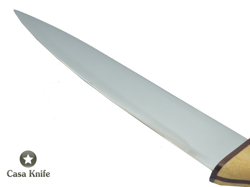 Faca Chef média em aço inoxidável com empunhadura em Marfim com Nogueira, 31 cm