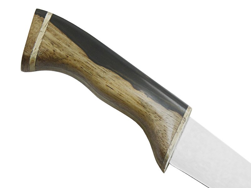 Faca chef pequena em aço inoxidável. Empunhadura em madeira de Jacarandá, 26 cm