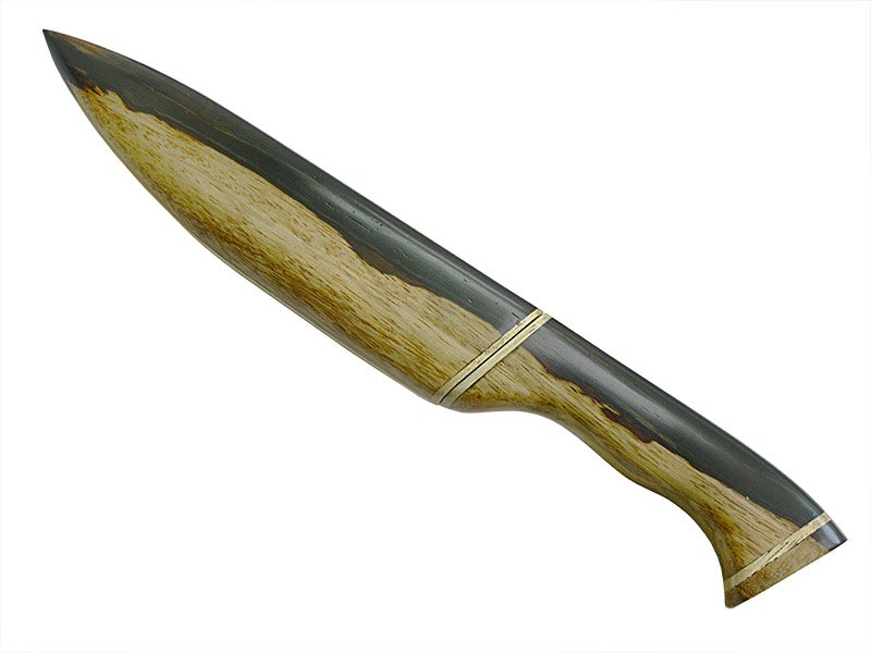 Faca chef pequena em aço inoxidável. Empunhadura em madeira de Jacarandá, 26 cm