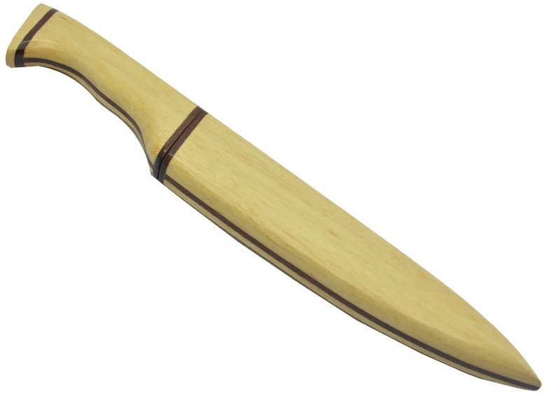 Faca Chef pequena para colecionador em aço inoxidável. Empunhadura em Marfim com Nogueira, 26 cm