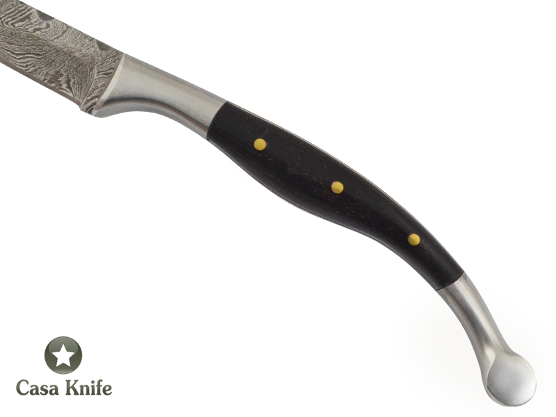 Faca cheff para colecionador em aço damasco. Empunhadura em Chifre de búfalo, 21,80 cm