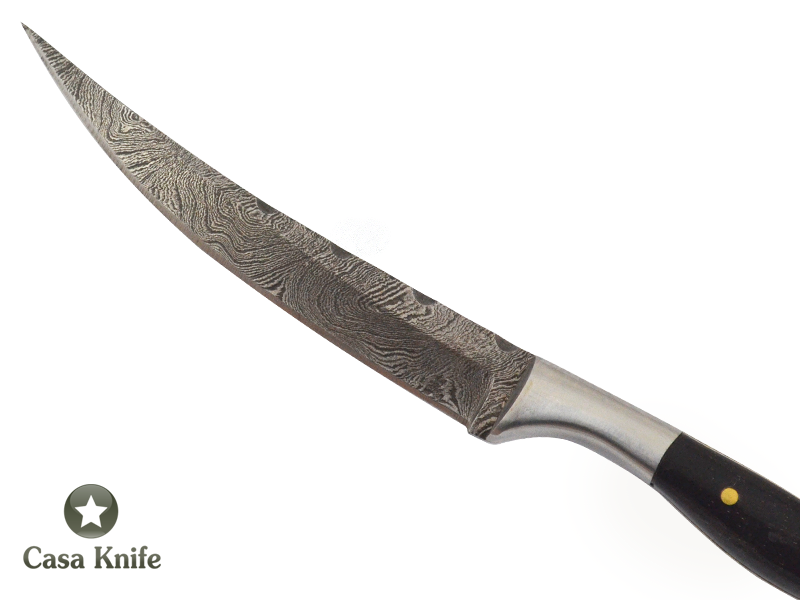Faca cheff para colecionador em aço damasco. Empunhadura em Chifre de búfalo, 21,80 cm