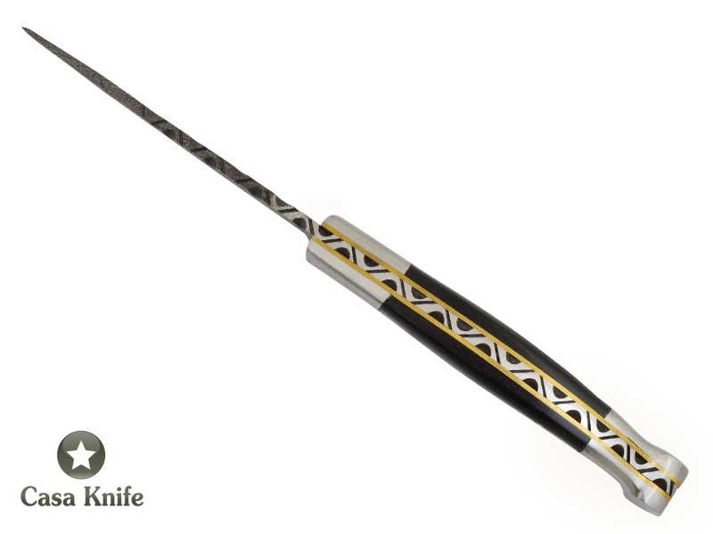 Faca cheff para colecionador em aço damasco. Empunhadura em Chifre de búfalo, 21,80 cm