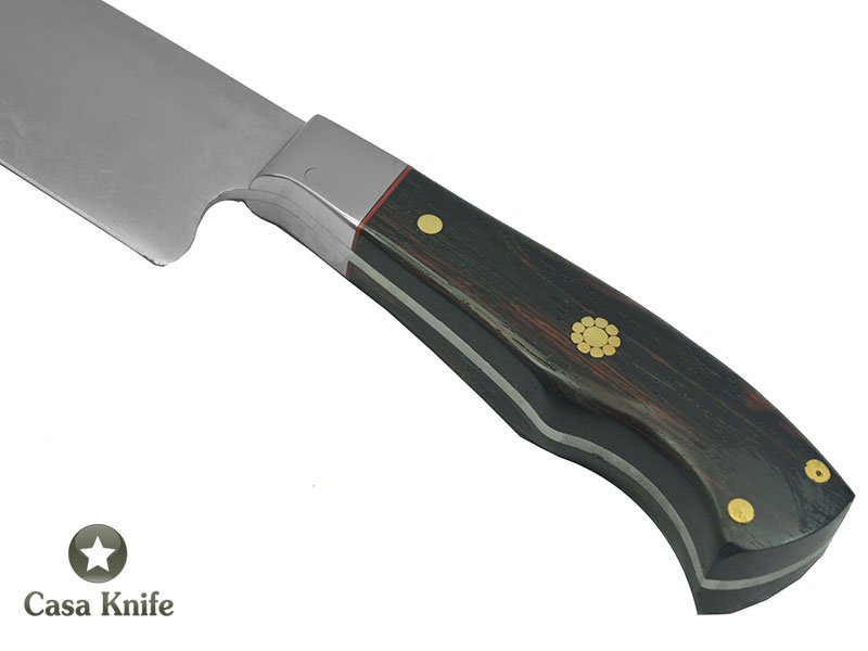 Faca Cheff para colecionador forjada em aço 5160. Empunhadura em Pau Ferro, 38 cm